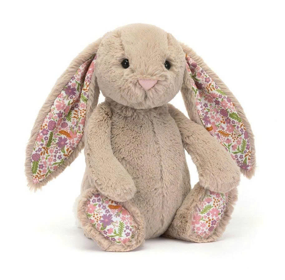 Jellycat Bashful Bunny Plush with Floral Liberty Ears – Ultra Soft Floppy Rabbit Stuffed Animal, Cute Bunny Gift for Kids, Baby Shower, Easter, Birthday & Plush Collectors, Nursery Decor, US Stock