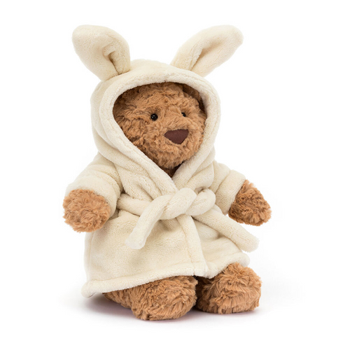 Jellycat Bartholomew Bear with Warm Bathrobe – The Ultimate Cuddly Companion - the perfect gift for your little one. Soft, cuddly, and oh-so-adorable- Keychain gift