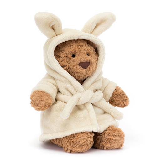Jellycat Bartholomew Bear with Warm Bathrobe – The Ultimate Cuddly Companion - the perfect gift for your little one. Soft, cuddly, and oh-so-adorable- Keychain gift