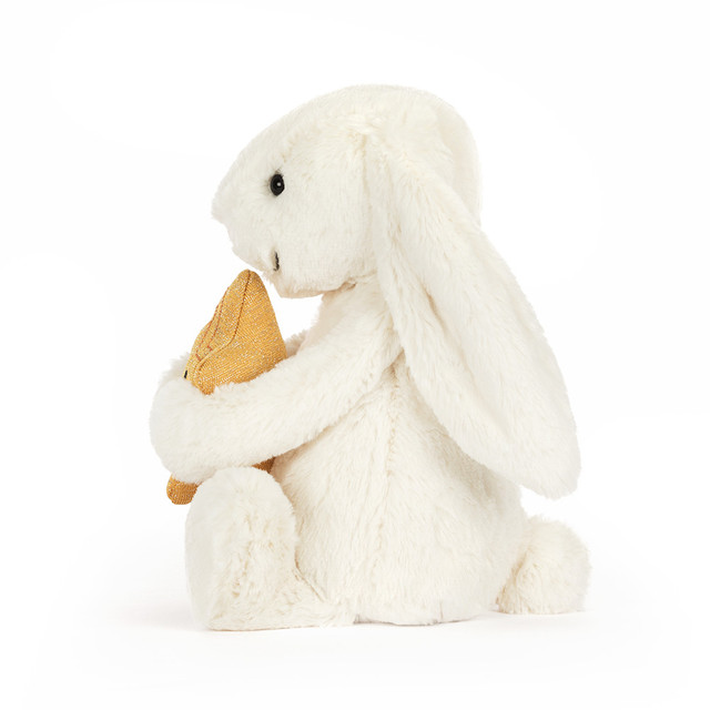 Jellycat Cream Bear Plush Holding Star with Jellycat Gift Bag – Ultra Soft Cute Stuffed Animal, Kawaii Bedtime Bear Gift for Kids, Babies, Baby Shower, Nursery Decor & Plush Collectors, US Stock