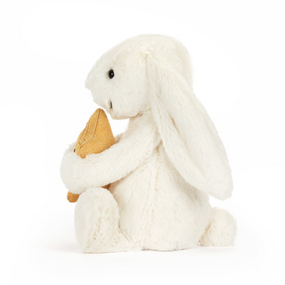 Jellycat Cream Bear Plush Holding Star with Jellycat Gift Bag – Ultra Soft Cute Stuffed Animal, Kawaii Bedtime Bear Gift for Kids, Babies, Baby Shower, Nursery Decor & Plush Collectors, US Stock
